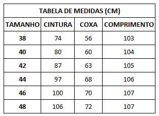 medidas calça alfaiataria